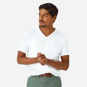 Men's Bombas Pima Cotton V-Neck T-Shirt White Size L